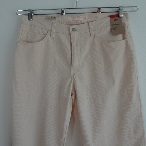 Levi's Corduroy Pants Jeans Women's Size 33x31 Ivory Cords Baggy Straight Leg - Picture 2 of 13